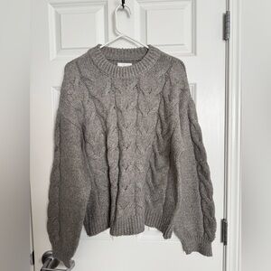 Lauren Conrad chunky knit sweater, grey, large